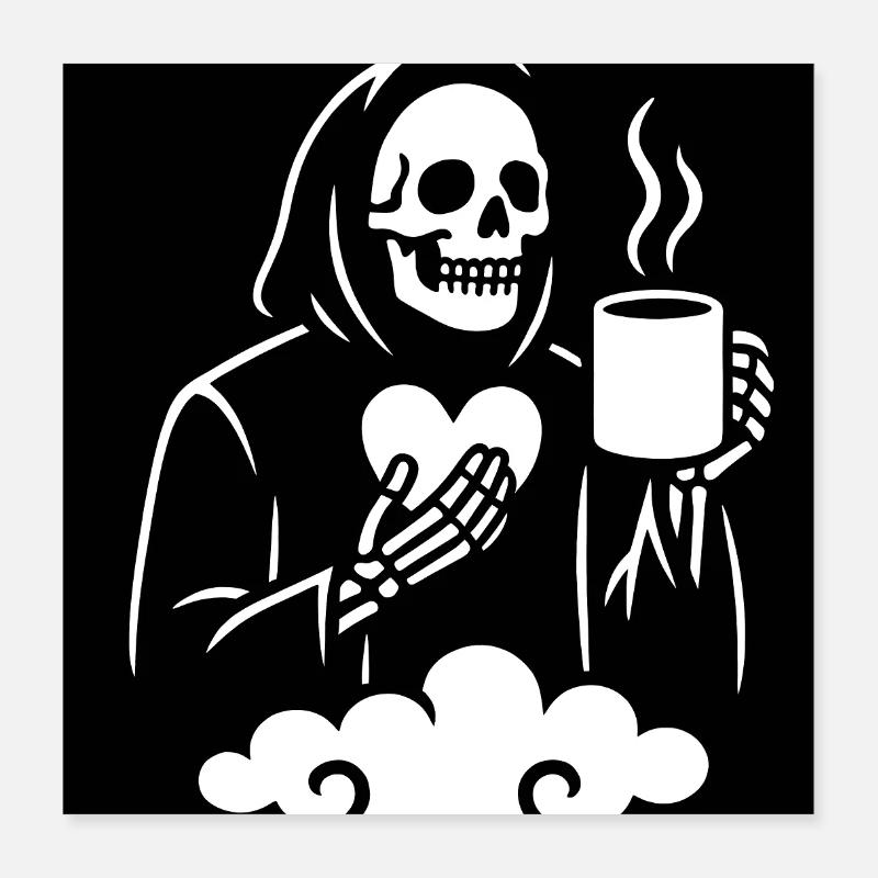 Sensenmann Kaffeetasse Design Poster 40x40 cm