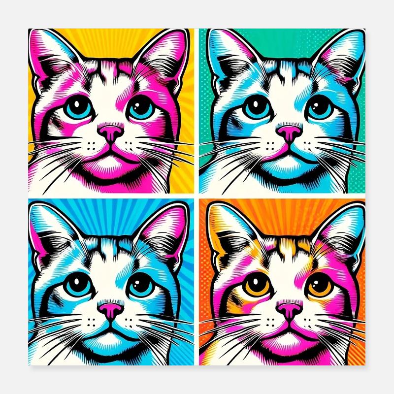 Cat Pop Art Poster 16" x 16" (40x40 cm)