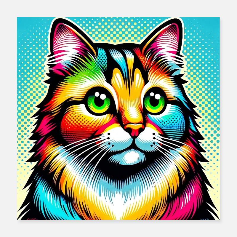 Cat Pop Art Poster 16" x 16" (40x40 cm)