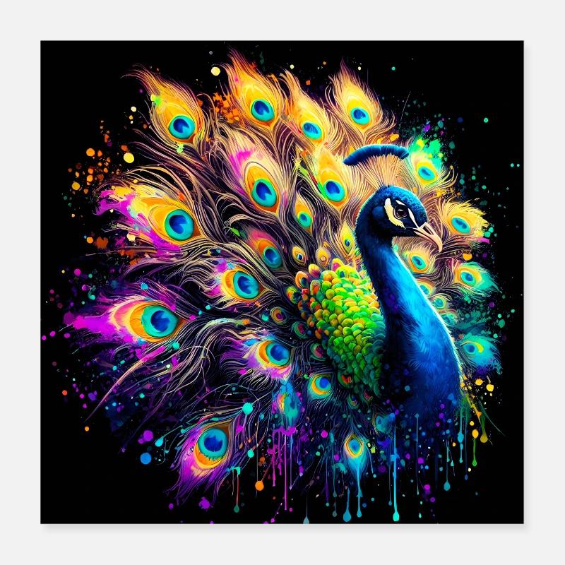 peacock Poster 16" x 16" (40x40 cm)