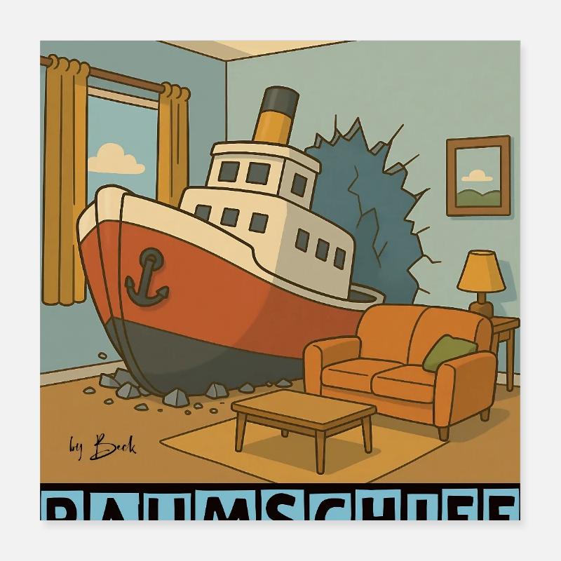 Vaisseau spatial par Rico Beck Poster 40 x 40 cm