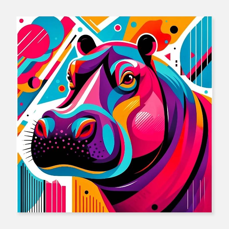 Hippopotamus Poster 16" x 16" (40x40 cm)