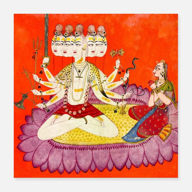 Durga sur la fleur de lotus Poster 40 x 40 cm
