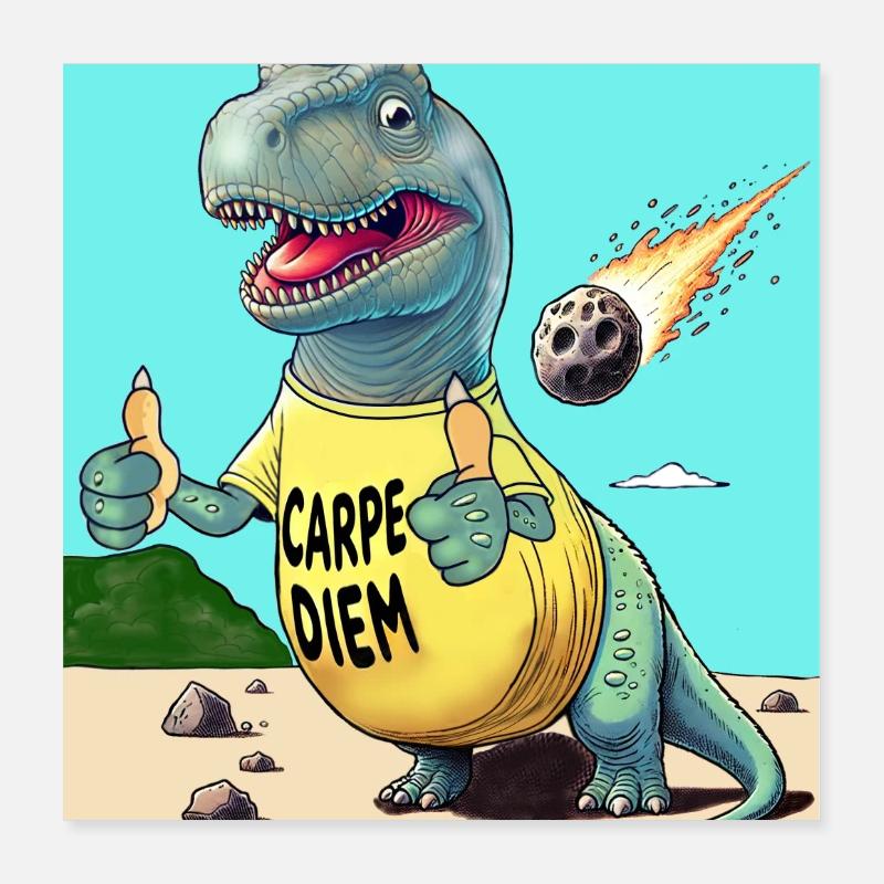 Carpe Diem Dinosaur Poster 16" x 16" (40x40 cm)