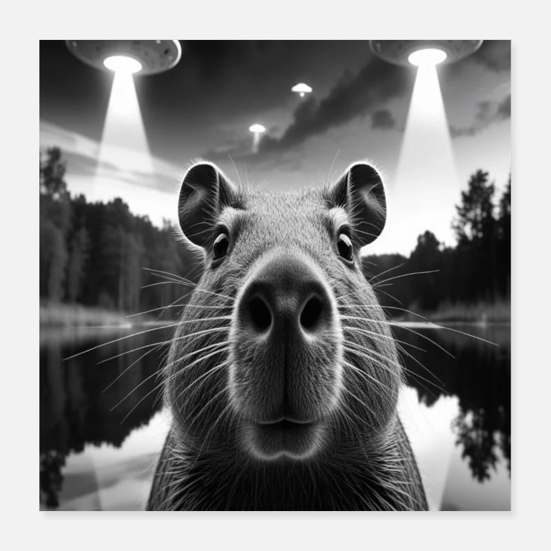 Visuals extraterrestres et bison mystérieux Poster 40 x 40 cm