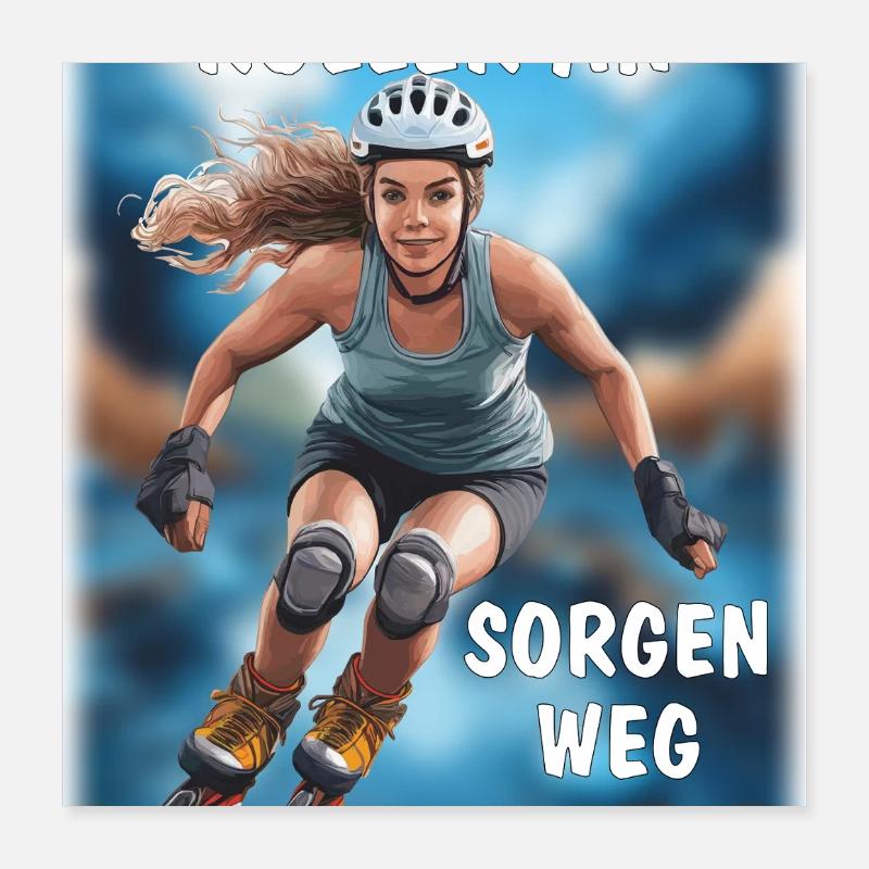 FRAU ROLLER AN SORGEN WEG Poster 40x40 cm