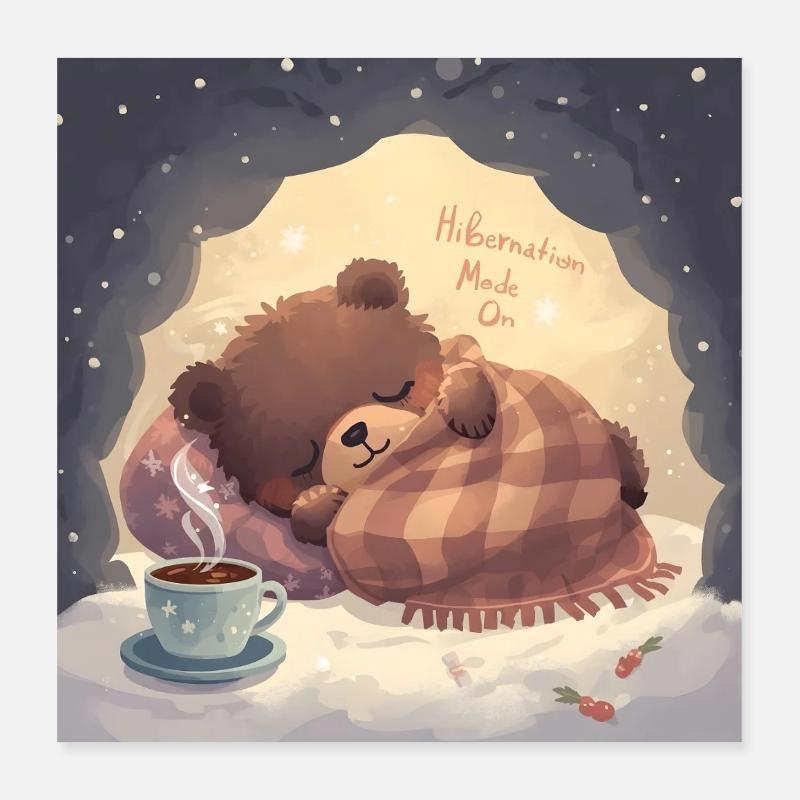 Mode d’hibernation sur Bear Cozy Night Poster 40 x 40 cm