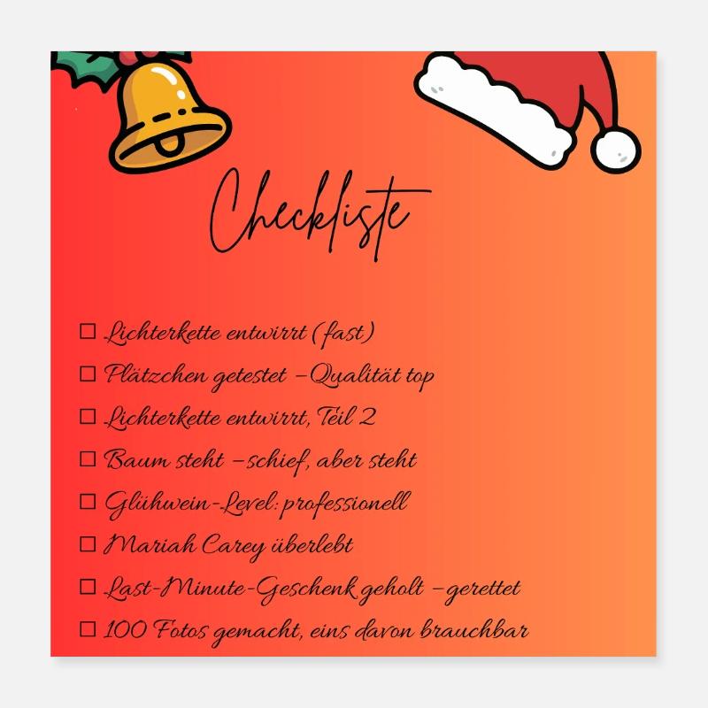 Conception de la liste de contrôle de Noël Poster 40 x 40 cm