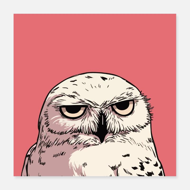 Grumpy Owl Illustration – Urteilende Tierkunst De Poster 40x40 cm