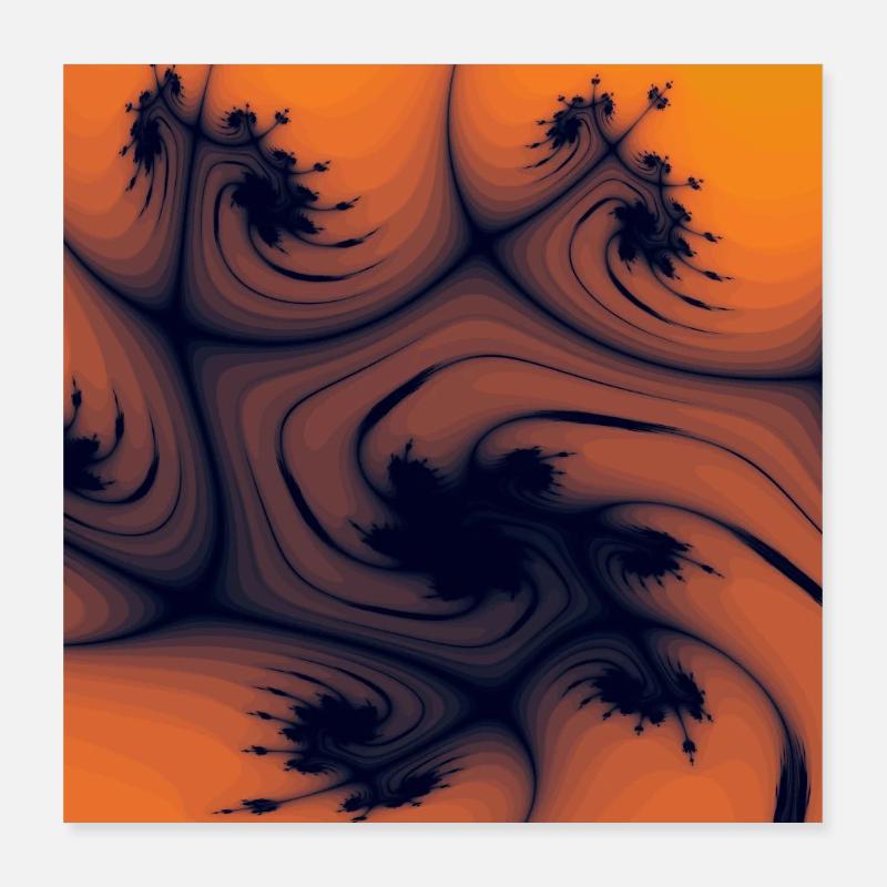 Fraktalorange Wirbelkunst Poster 40x40 cm