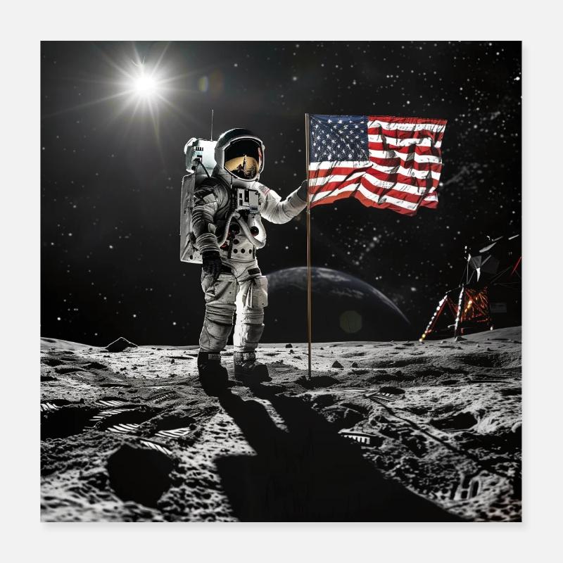Astronaute sur la lune Poster 40 x 40 cm