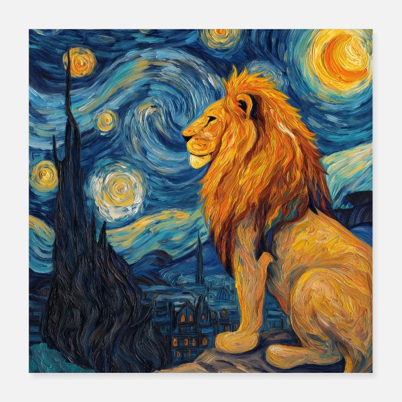 Löwe Van Gogh Poster 40x40 cm