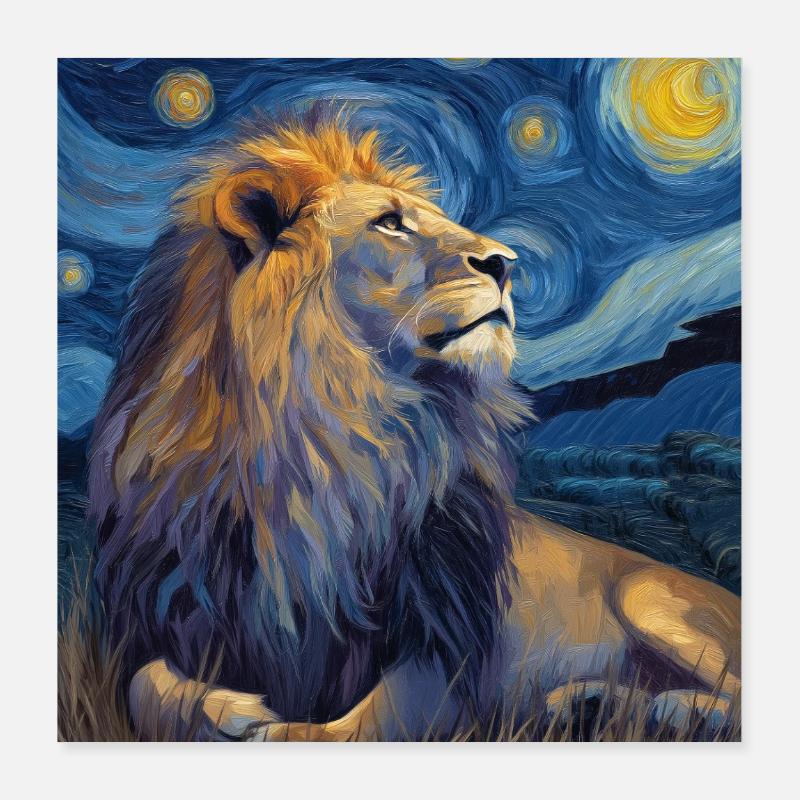 Lion Van Gogh Poster 40 x 40 cm