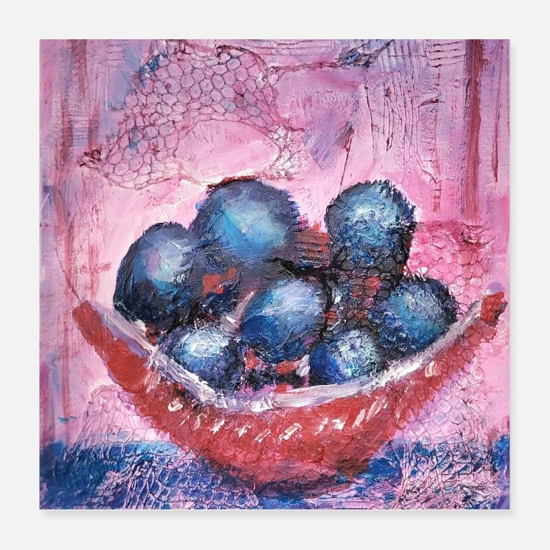 Blueberrys on pastel background Poster 16" x 16" (40x40 cm)