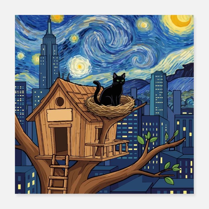 Midnight City Katzenbaumhaus Poster 40x40 cm