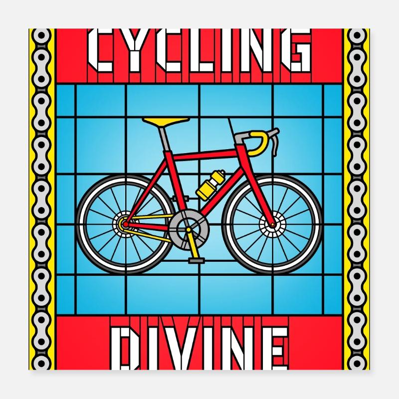 Cycling von Buntglasfenstern Poster 40x40 cm