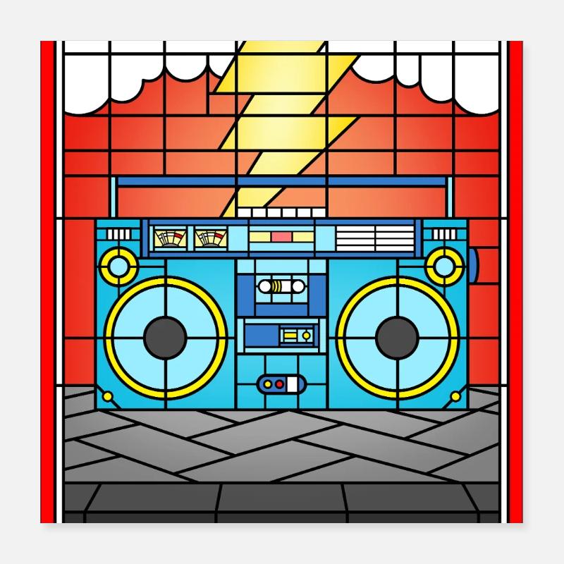 Stained Glass Boombox Poster 16" x 16" (40x40 cm)
