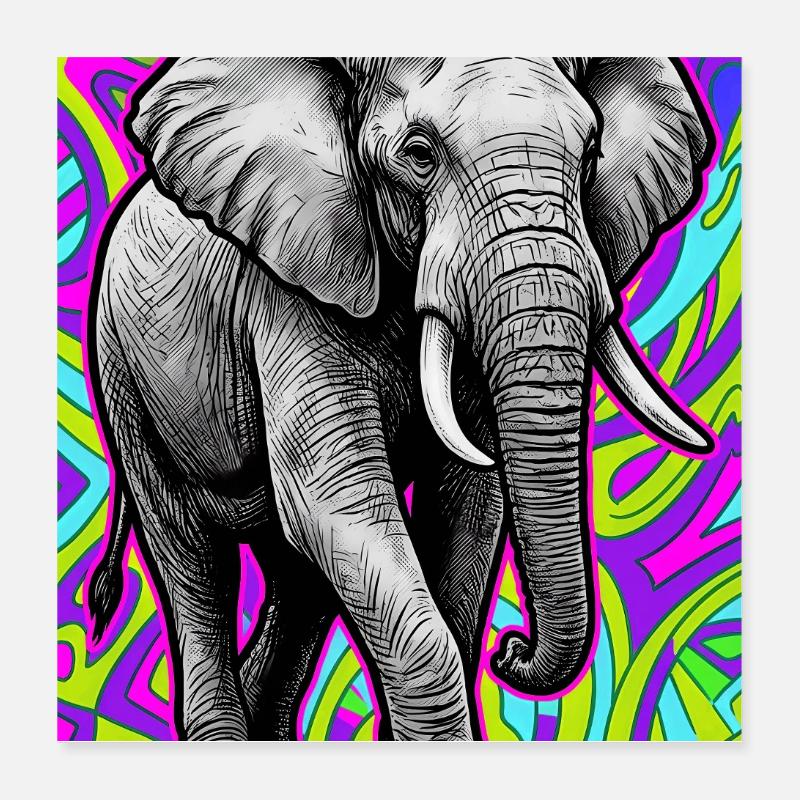 éléphant Poster 40 x 40 cm