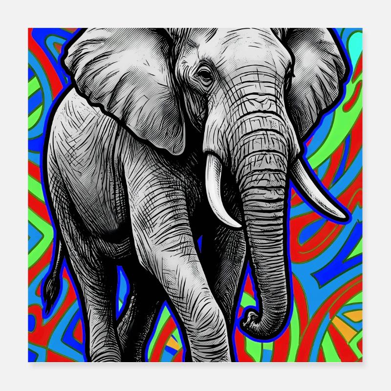 éléphant Poster 40 x 40 cm