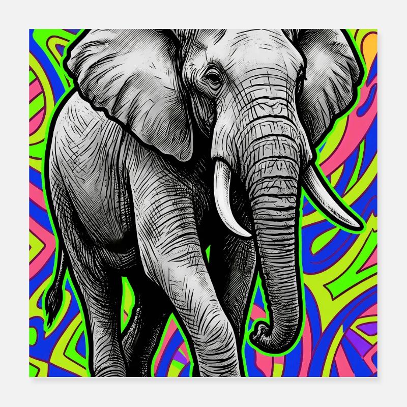 éléphant Poster 40 x 40 cm