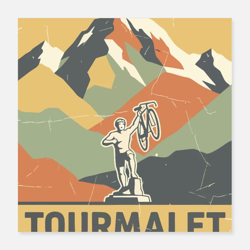 Col du Tourmalet Pyrenees Cycling Climb Art Poster 16" x 16" (40x40 cm)