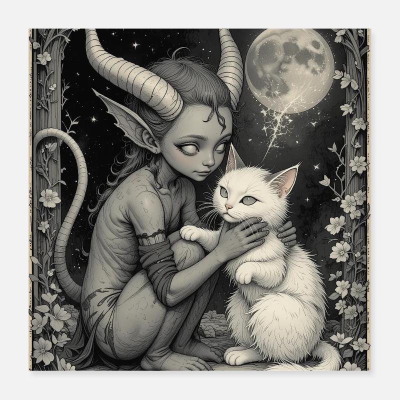 Démon au clair de lune Poster 40 x 40 cm