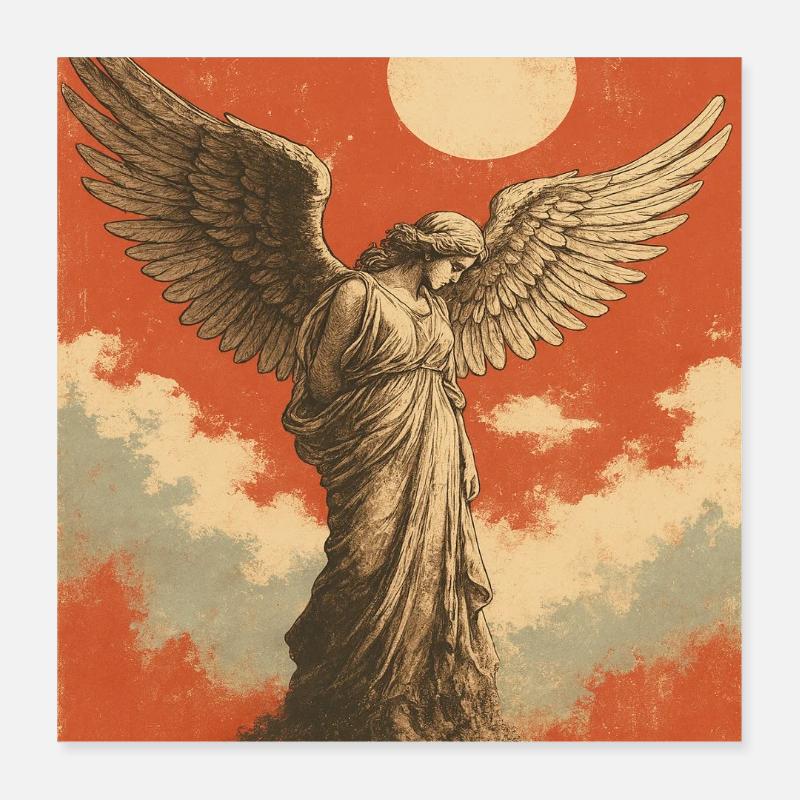Engel mit Mond Poster 40x40 cm