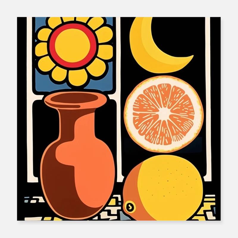 Lune d’agrumes de tournesol Poster 40 x 40 cm