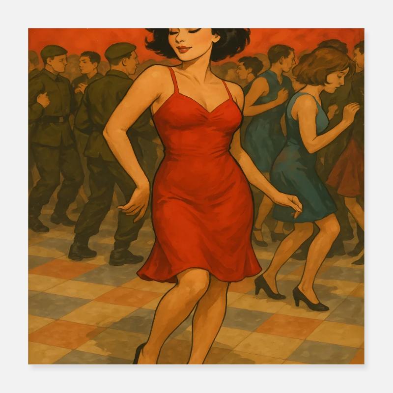Femme dans la danse de la nuit Poster 40 x 40 cm