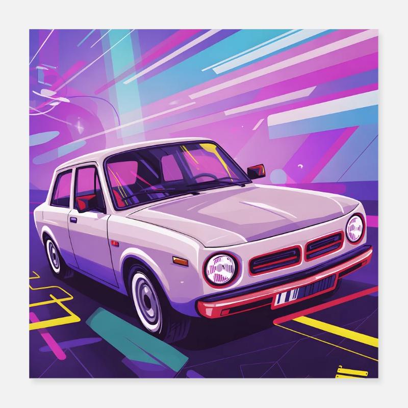 Synthwave Auto in retro style Poster 16" x 16" (40x40 cm)