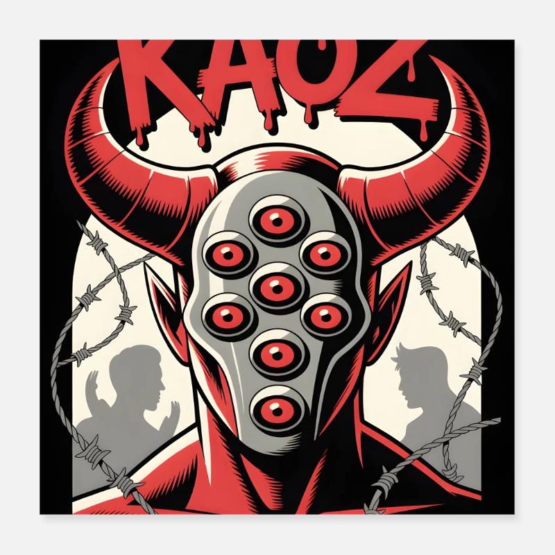 KAOZ Dämon mit Augen Poster 40x40 cm