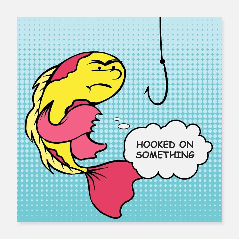 Pop Art Fish Hooked Humor Poster 16" x 16" (40x40 cm)