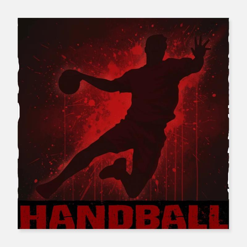 Dynamic handball silhouette print Poster 16" x 16" (40x40 cm)
