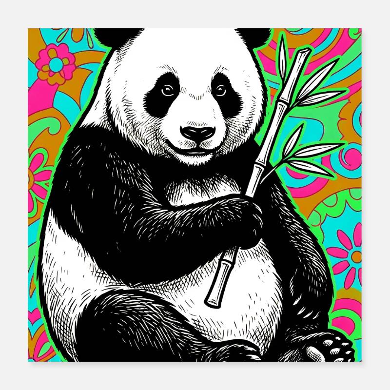 panda - Poster 40 x 40 cm - blanc
