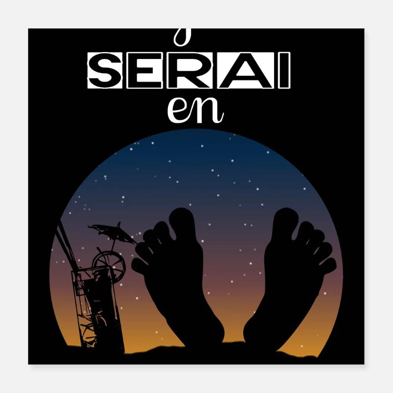 Je serai en vacances Poster 40 x 40 cm