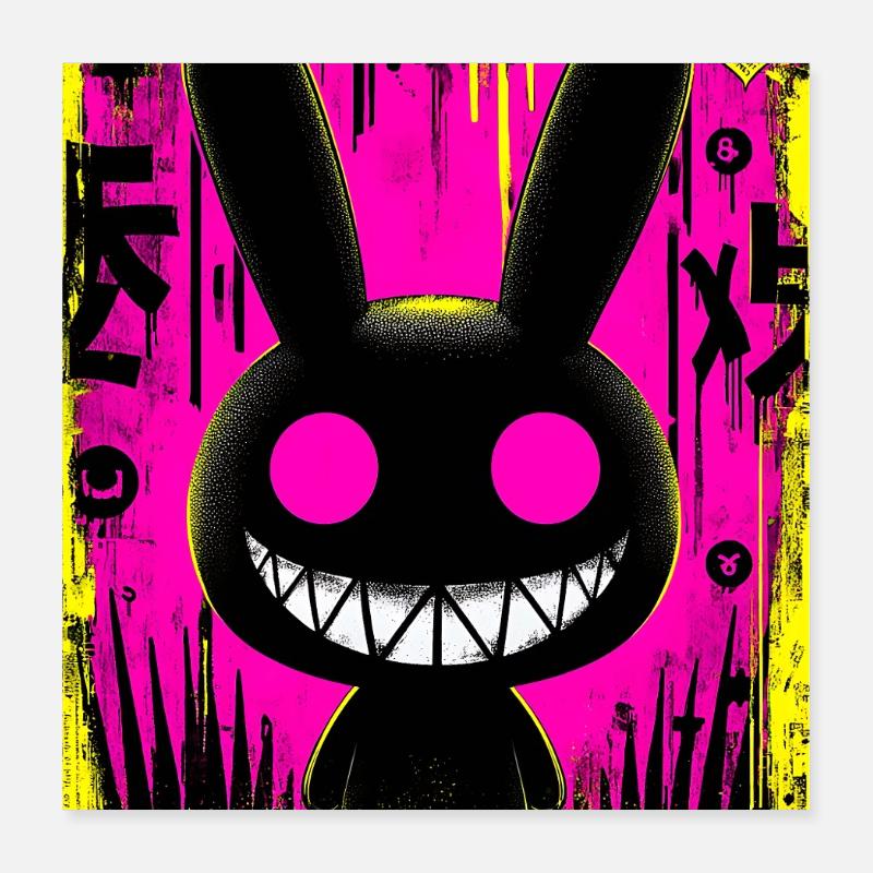 Electro Black Rabbit Poster 40x40 cm