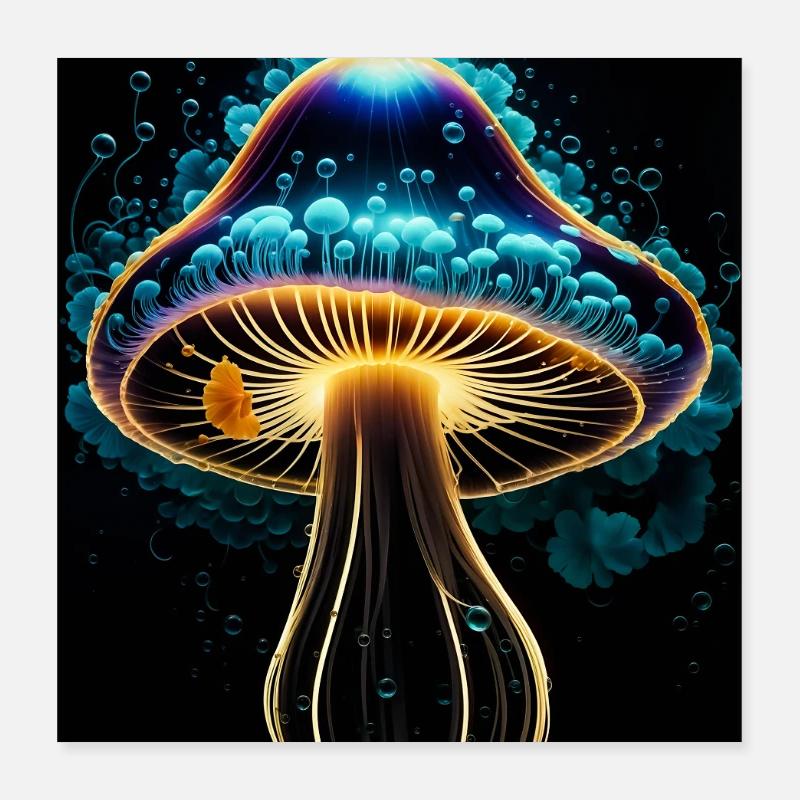 Champignon lumineux Poster 40 x 40 cm