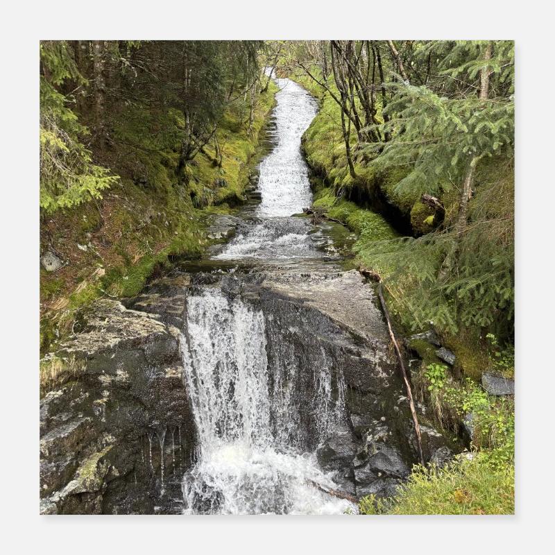 Nature Park Waterfall Design Poster 16" x 16" (40x40 cm)