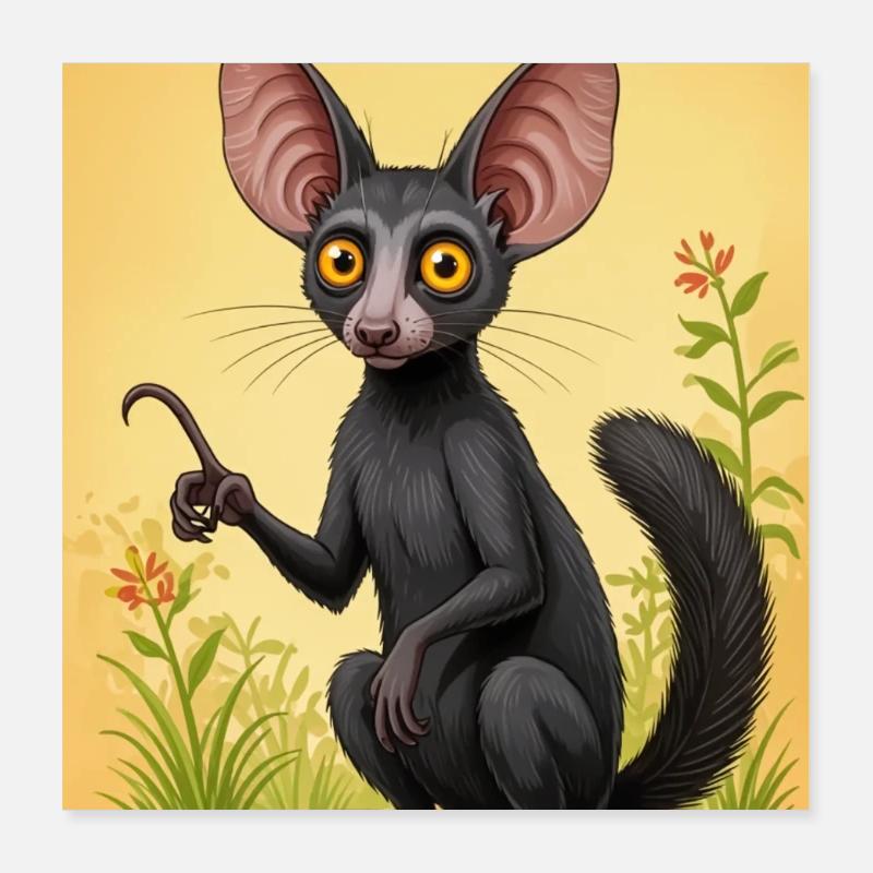Aye-Aye Farceur nocturne de Madagascar, large e Poster 40 x 40 cm