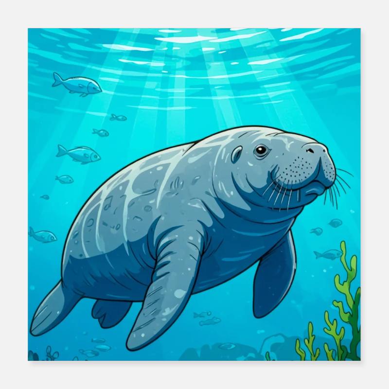 Sanfter Riese des ruhigen Wassers, Symbol des Friedens Poster 40x40 cm