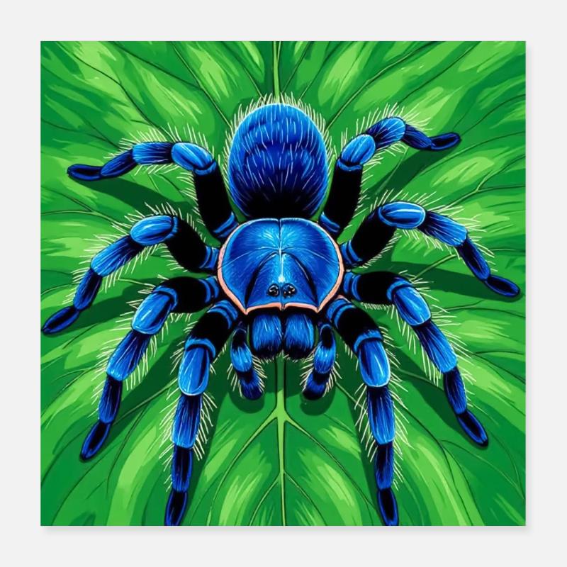 Tarentule saphir gluante Araignée bleue brillante Poster 40 x 40 cm