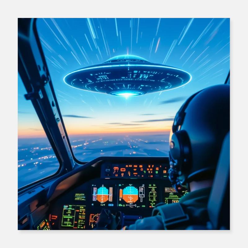 UFO Cockpit – Blick ins Unbekannte Poster 40x40 cm