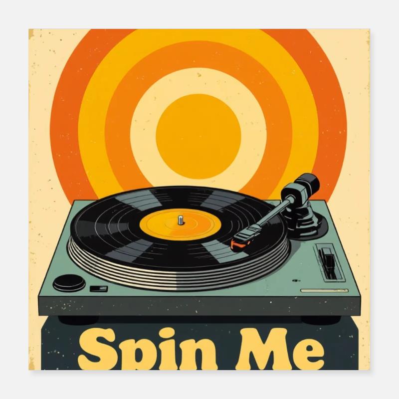 Retro-Vinylplatte mit warmem, lebendigem Ton Poster 40x40 cm