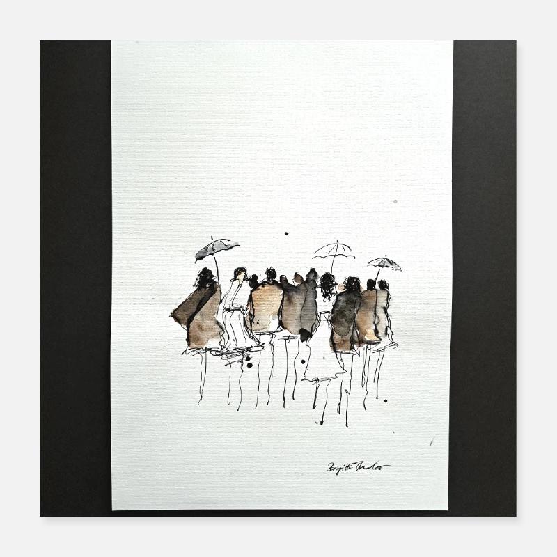 Mode, Menschen abstrakt. Aquarell  mit Tusche Poster 40x40 cm