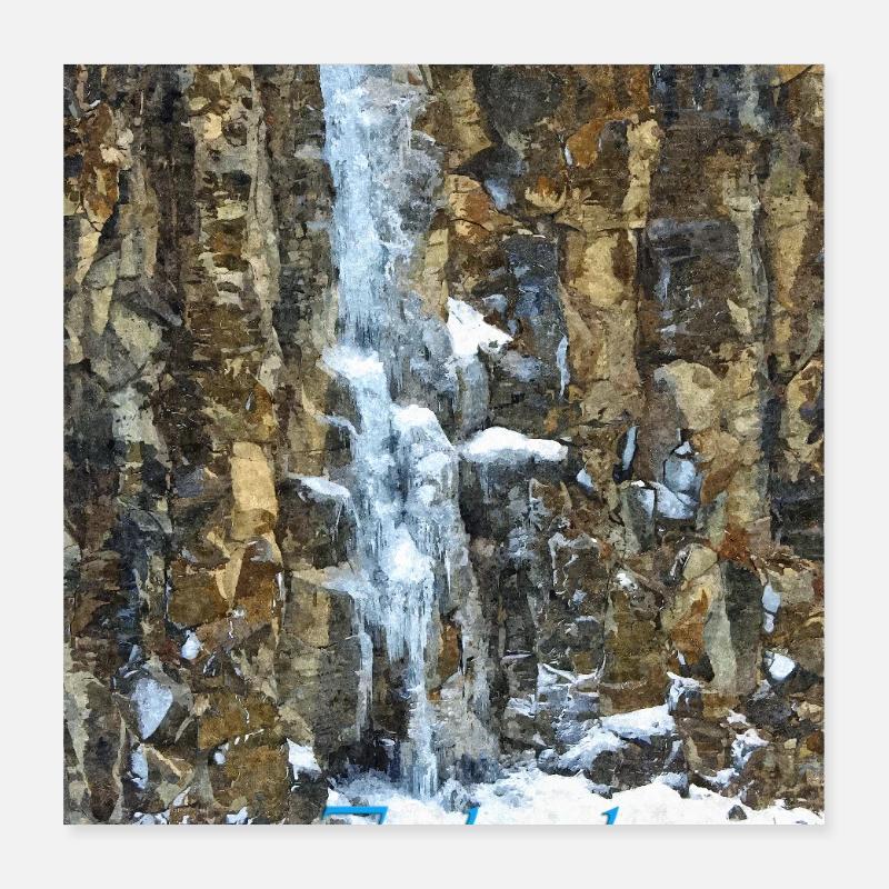 Island-Wasserfall Poster 40x40 cm