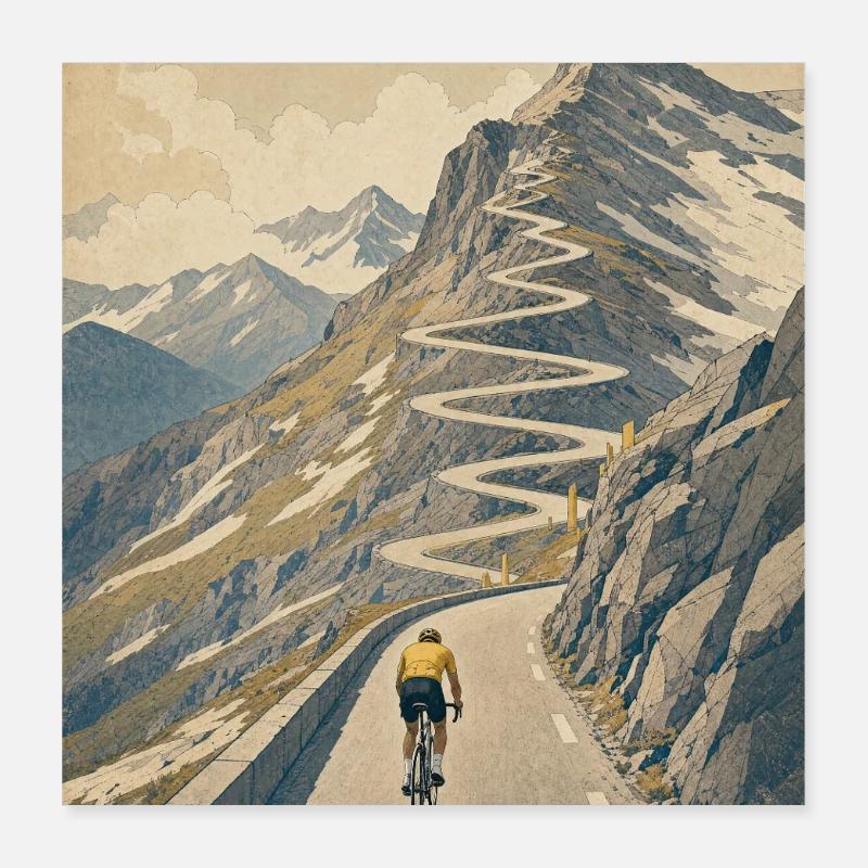 Route vers le sommet — Souvenir du cyclisme Poster 40 x 40 cm