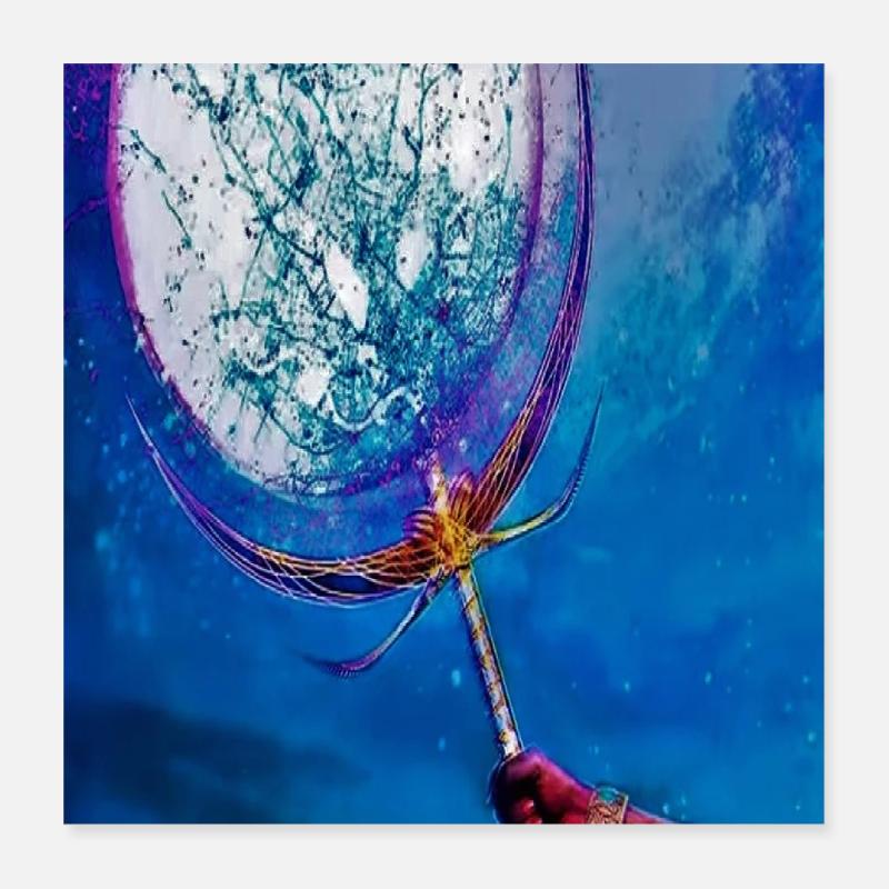 Blauer Traumfänger Netz Poster 40x40 cm