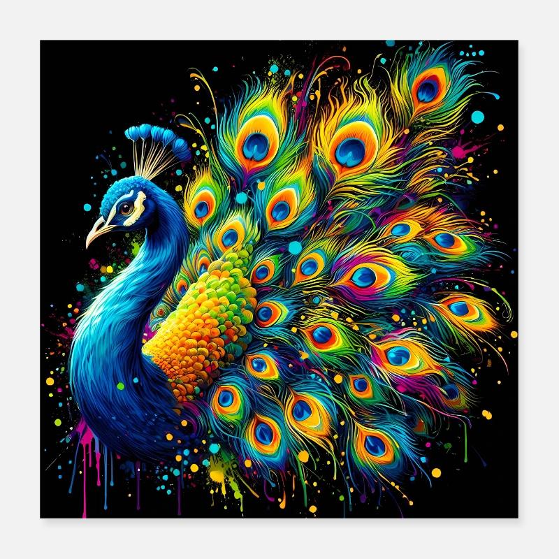 Pfau Poster 40x40 cm