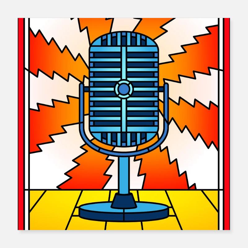Microphone vintage en vitrail Poster 40 x 40 cm