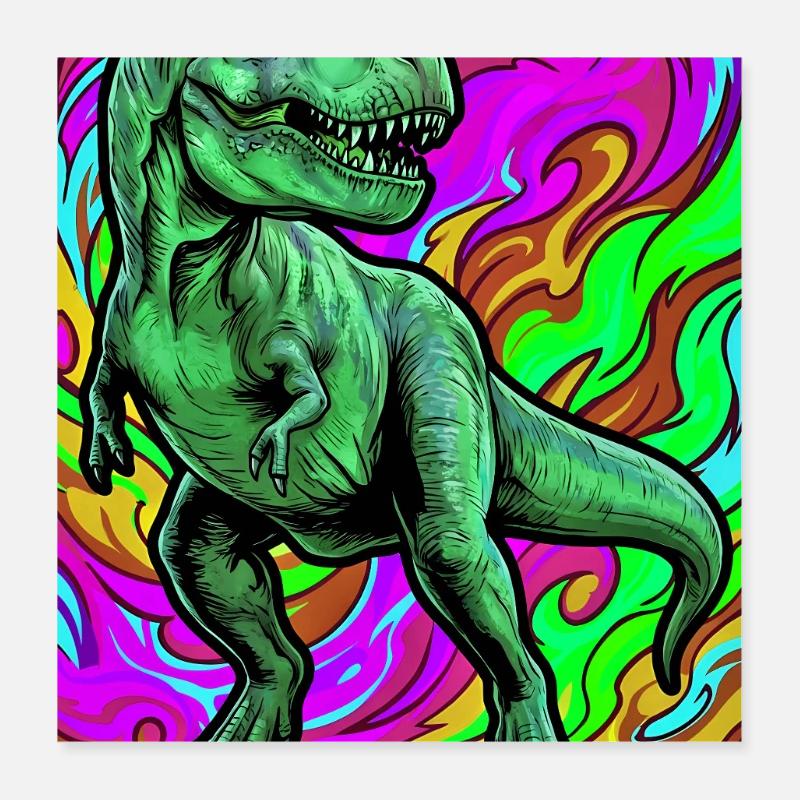 dinosaur - Poster 16" x 16" (40x40 cm) - white